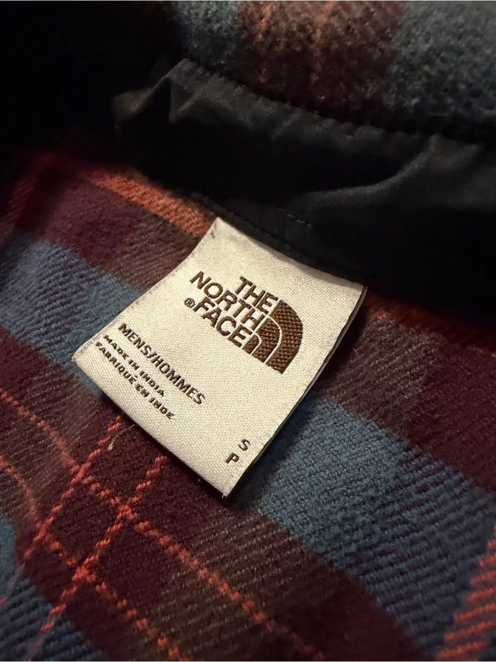 The North Face Mens Small Plaid Button Up Flannel Shirt Blue Orange S